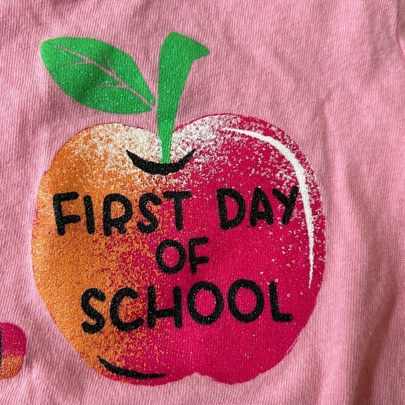 The Children’s Place First Day of School Apple Pencil Ruler Paper Pink SS Tee 4T - Picture 2 of 6